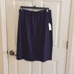 Maggie Barnes NWT 1X elastic waist navy skirt